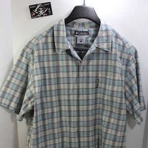 Columbia Mens Button Down Shirt Short Sleeve Plaid